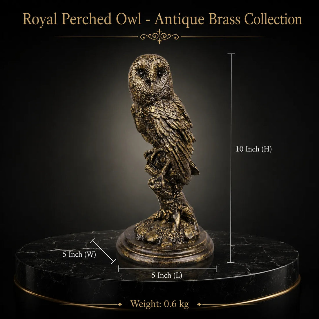 Royal Perched Owl - Antique Brass Collection