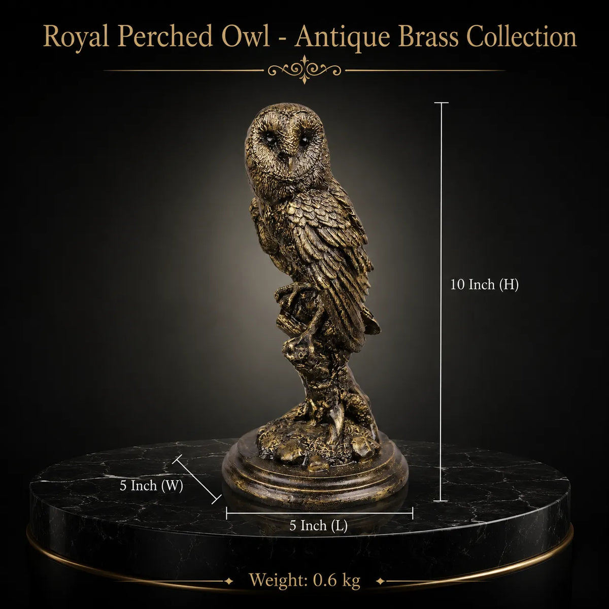 Royal Perched Owl - Antique Brass Collection