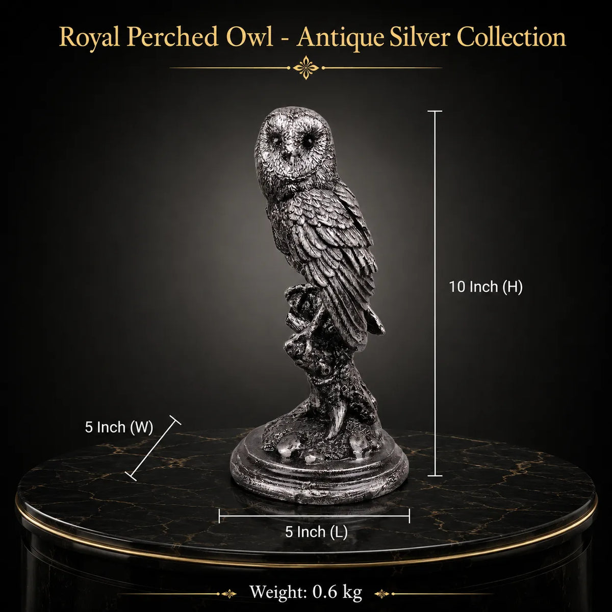 Royal Perched Owl - Antique Silver Collection