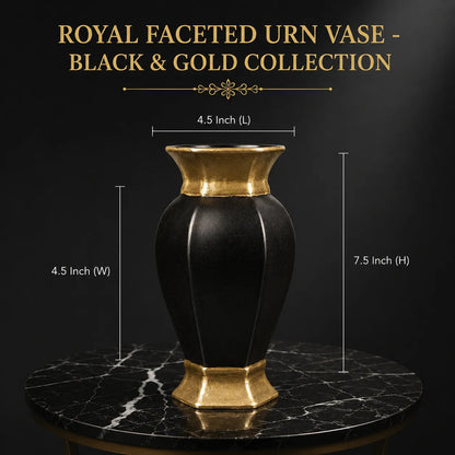 Royal Faceted Urn Vase - Black & Gold Collection
