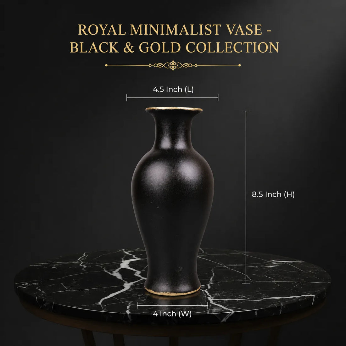 Royal Minimalist Vase - Black & Gold Collection