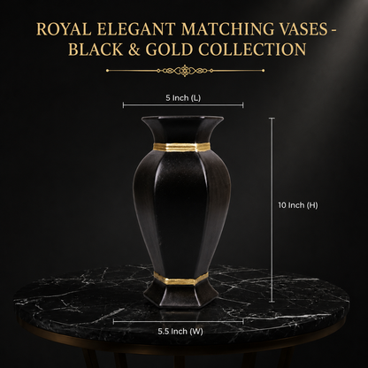 Royal Elegant Matching Vases - Black & Gold Collection