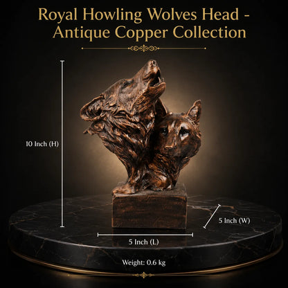Royal Howling Wolves Head - Antique Copper Collection