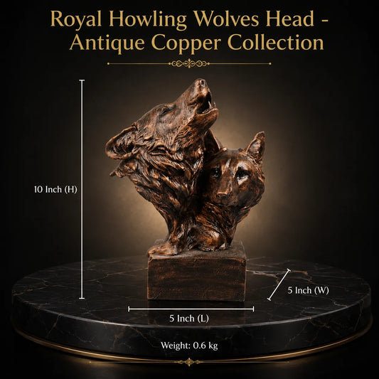 Royal Howling Wolves Head - Antique Copper Collection
