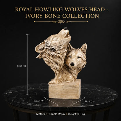 Royal Howling Wolves Head - Ivory Bone Collection