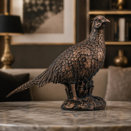 Pheasant Bird Decor Statue - Antique Copper