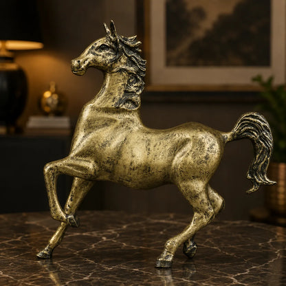 Dynamic Galloping Horse Decor Statue - Antique Brass