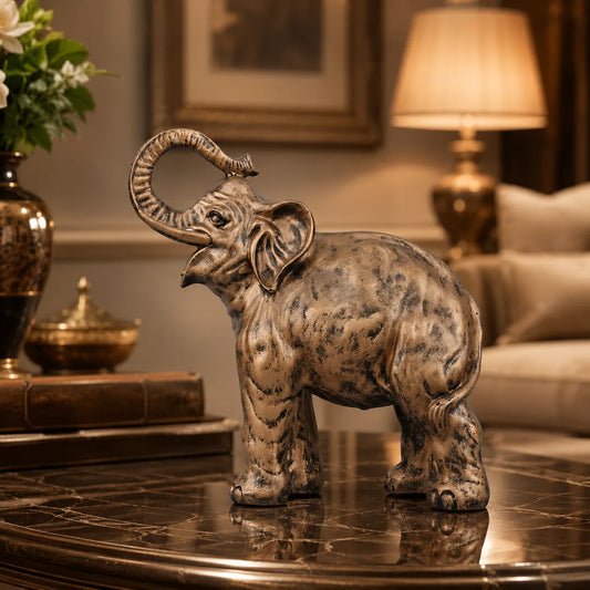 Antique Copper Elephant Sculpture