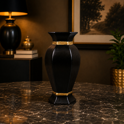 Royal Elegant Matching Vases - Black & Gold Collection