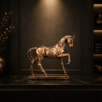 Royal Geometric Horse Statue - Antique Copper