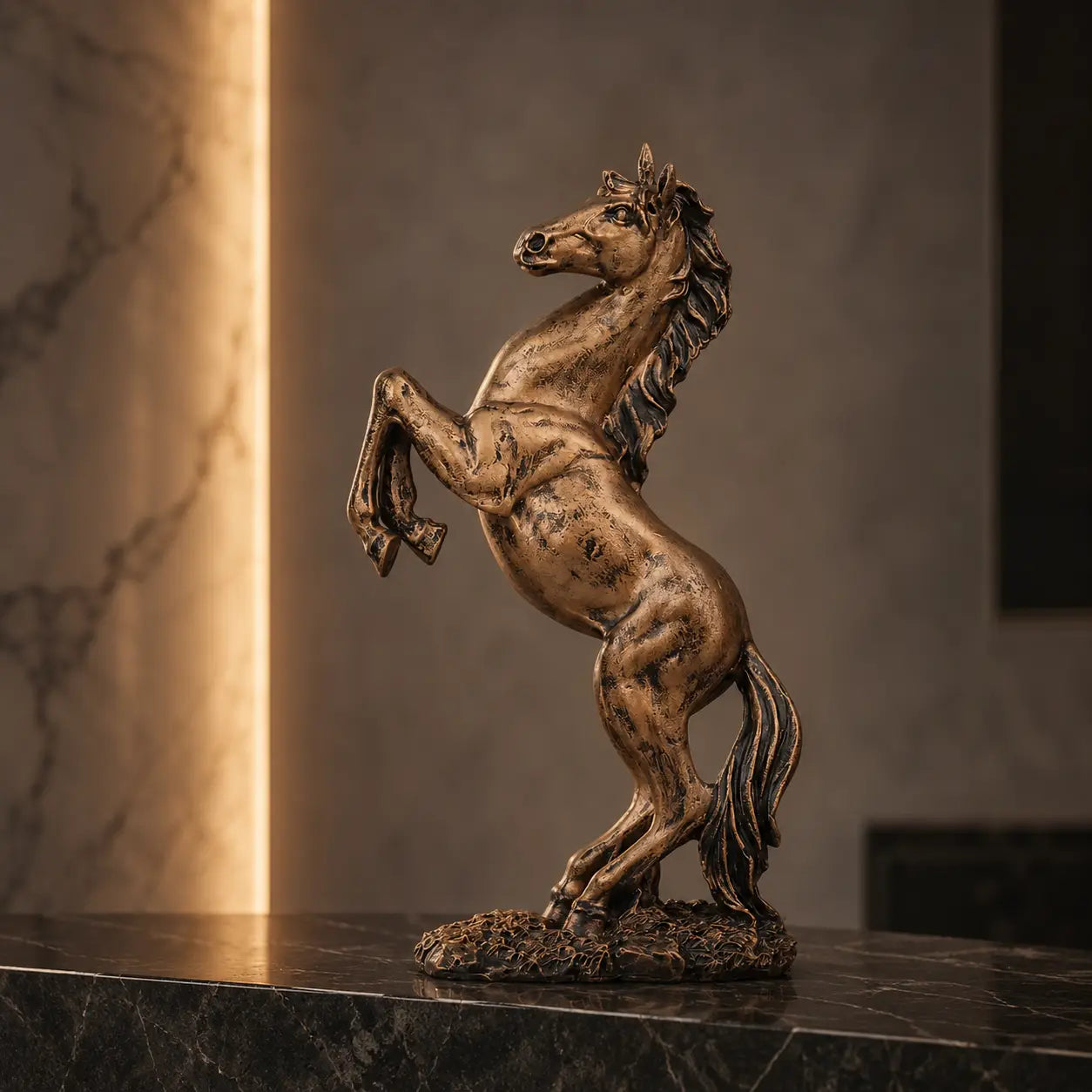 Abstract Horse Bust Decor Statue - Antique Copper