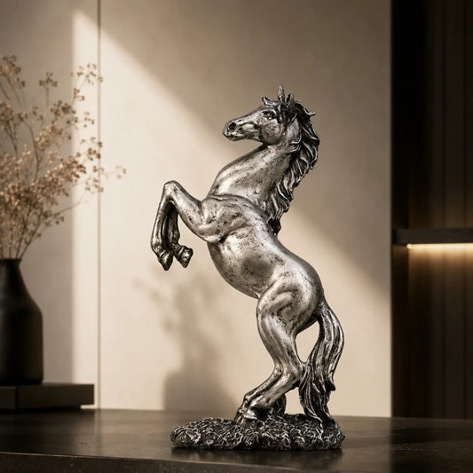 Abstract Horse Bust Decor Statue - Antique Silver