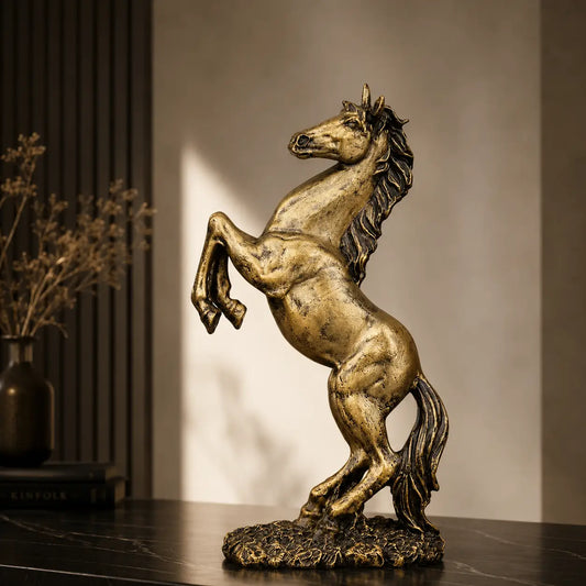 Abstract Horse Bust Decor Statue - Antique Brass