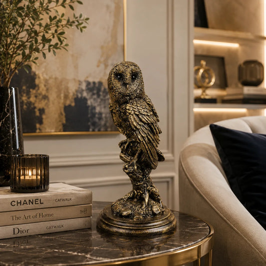 Royal Perched Owl - Antique Brass Collection