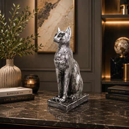 Royal Egyptian Bastet Cat - Antique Silver Collection