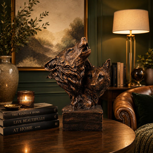 Royal Howling Wolves Head - Antique Copper Collection