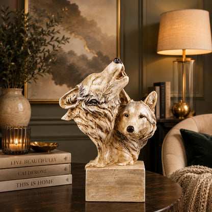 Royal Howling Wolves Head - Ivory Bone Collection