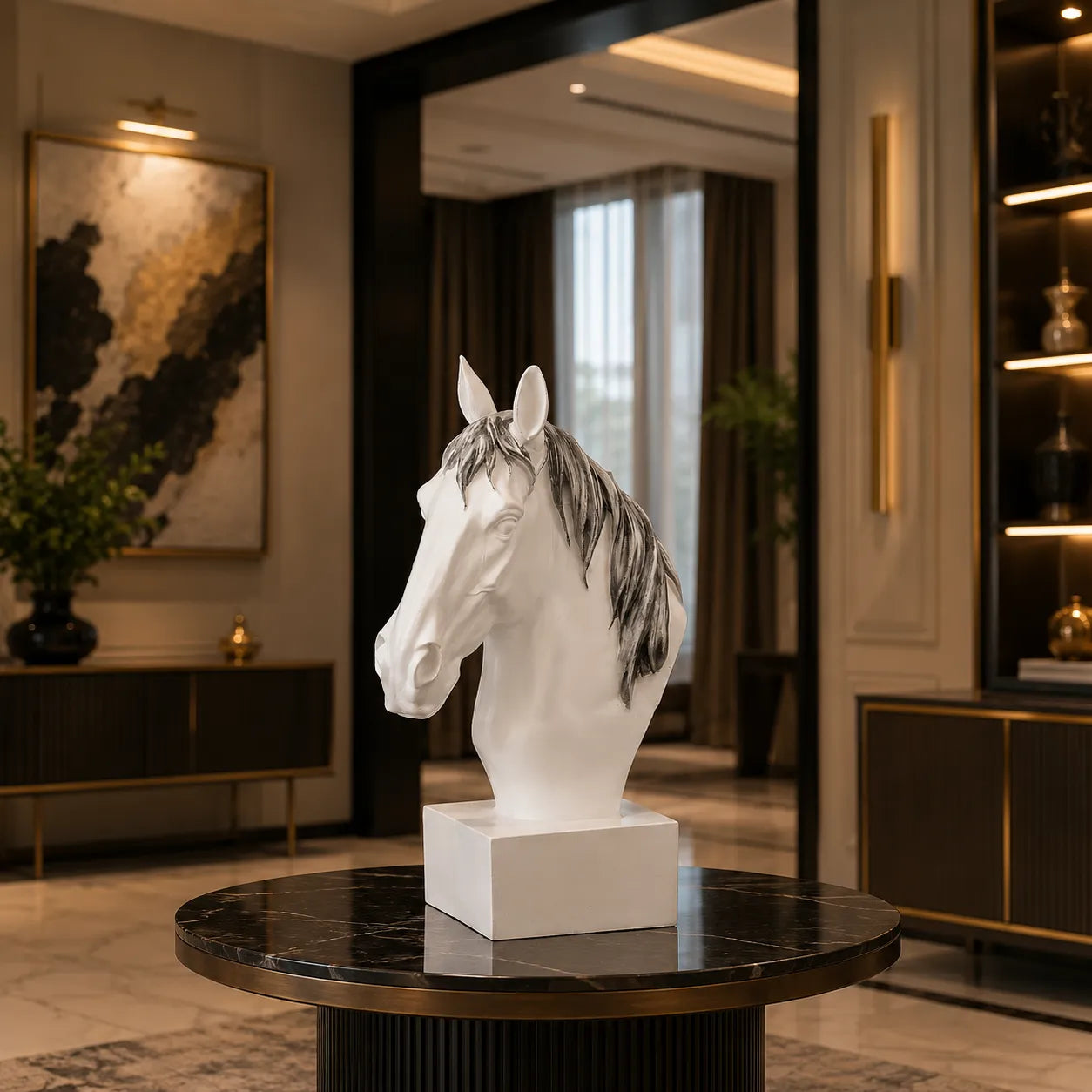 Horse Head Decor Statue - White Edition