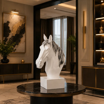 Horse Head Decor Statue - White Edition