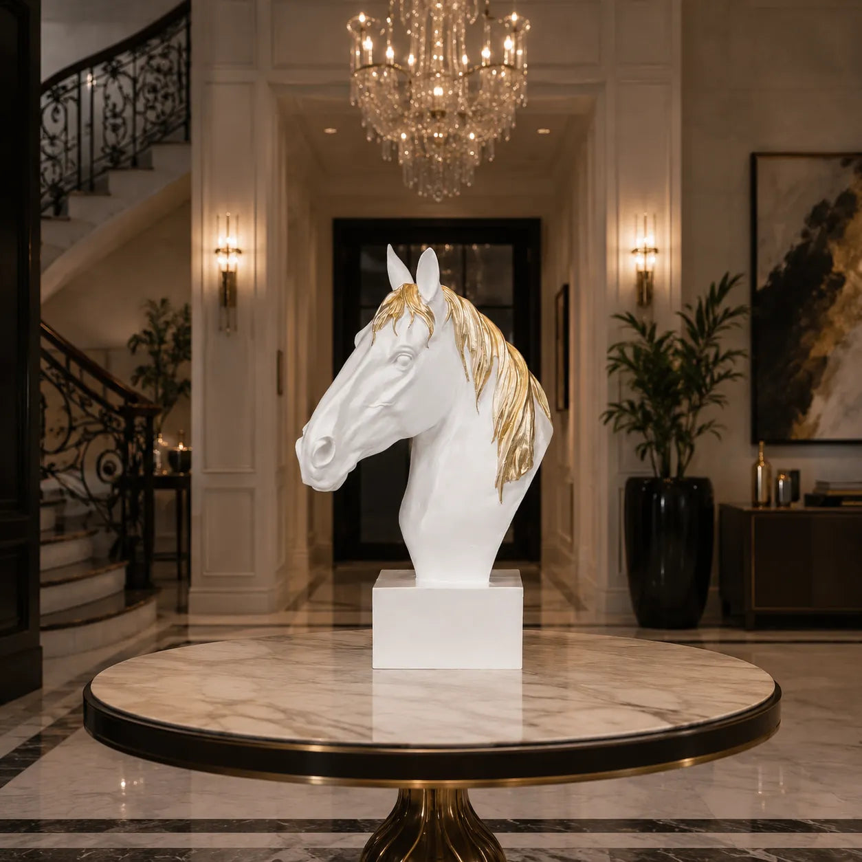 Horse Head Decor Statue - White Edition