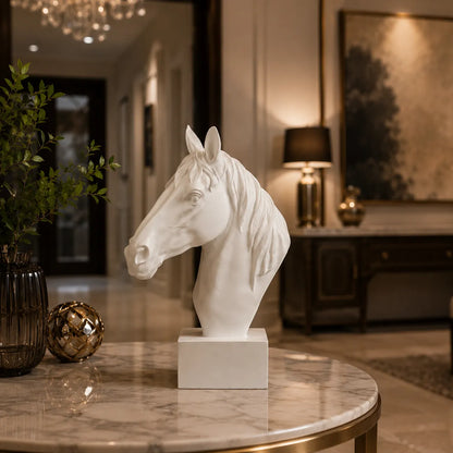 Horse Head Decor Statue - White Edition