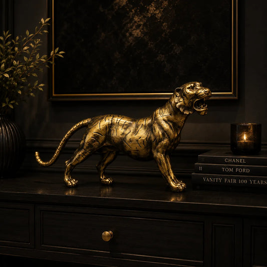 Royal Guardian Panther – Antique Gold Finish