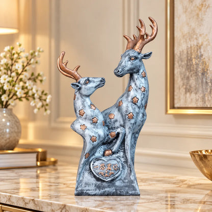 Royal Floral Deer Pair - Antique Silver Collection