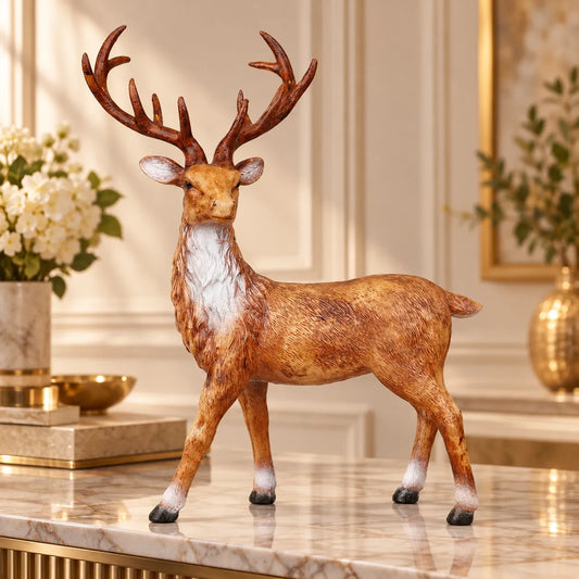 Royal Stately Stag Decor Statue - Natural Wildlife Edition