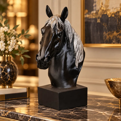 Horse Head Decor Statue - Black Edition