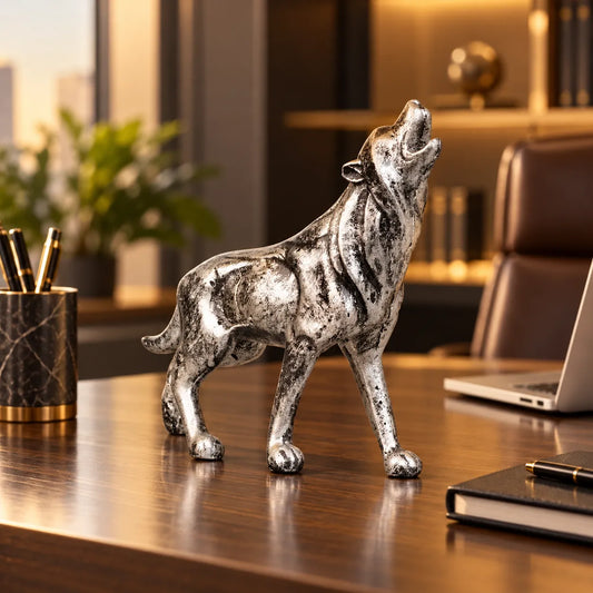 Royal Howling Alpha Wolf - Antique Silver