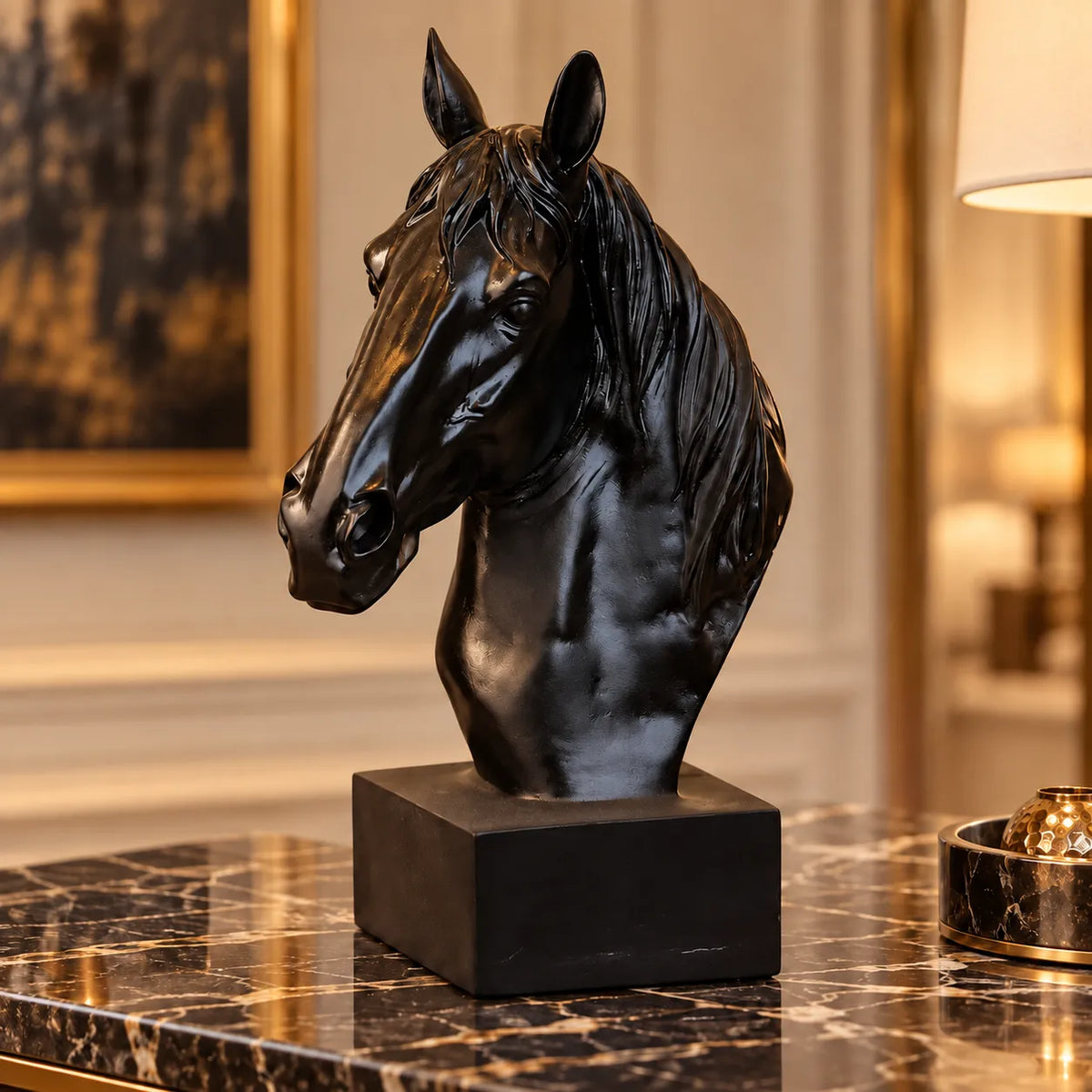 Horse Head Decor Statue - Black Edition