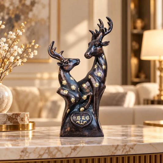 Royal Floral Deer Pair - Antique Copper Collection