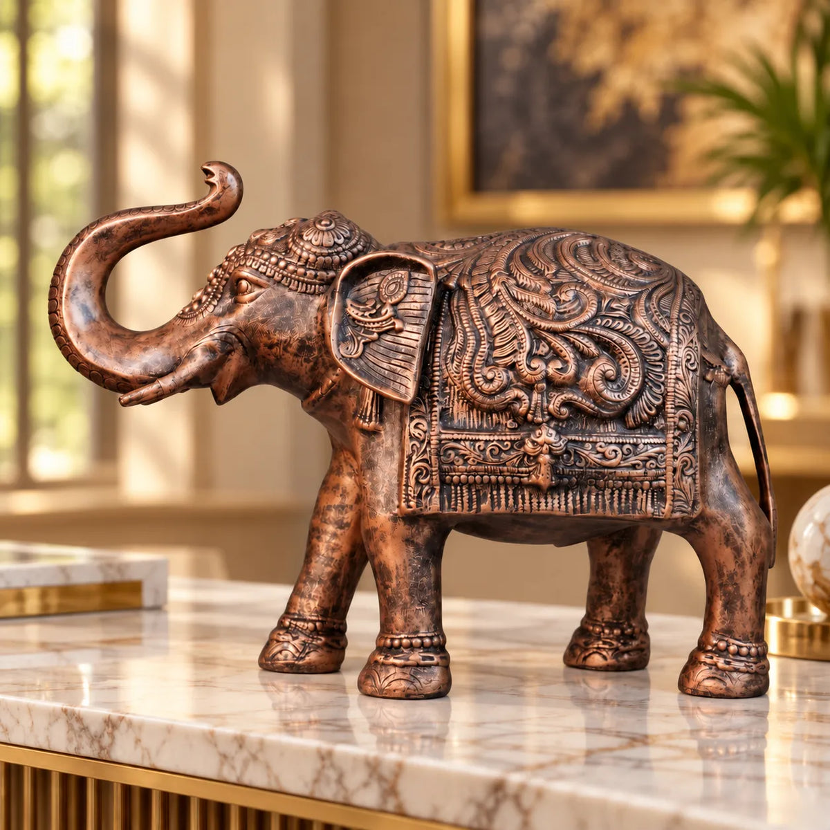 Royal Ceremonial Elephant - Antique Copper Collection