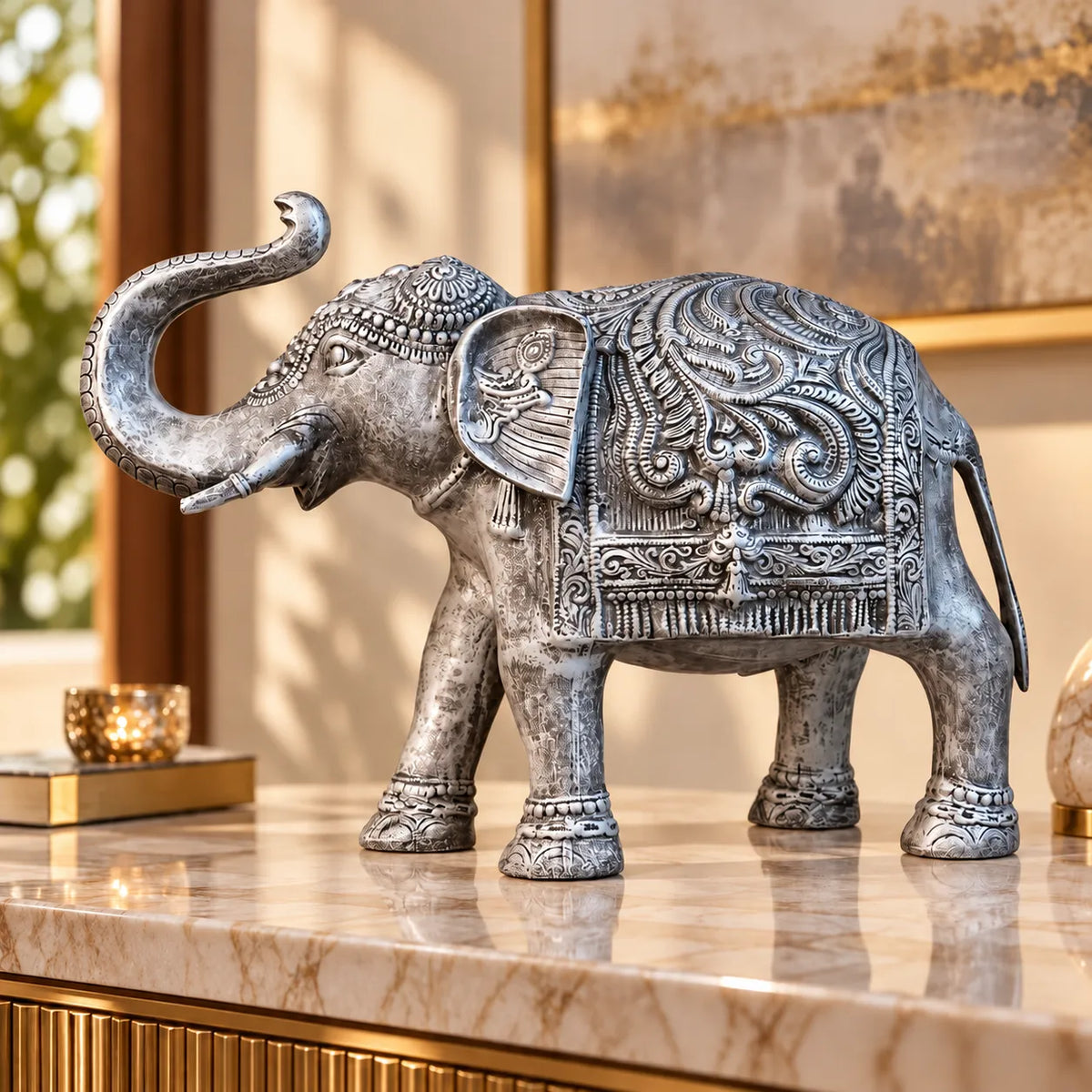 Royal Ceremonial Elephant - Antique Silver Collection