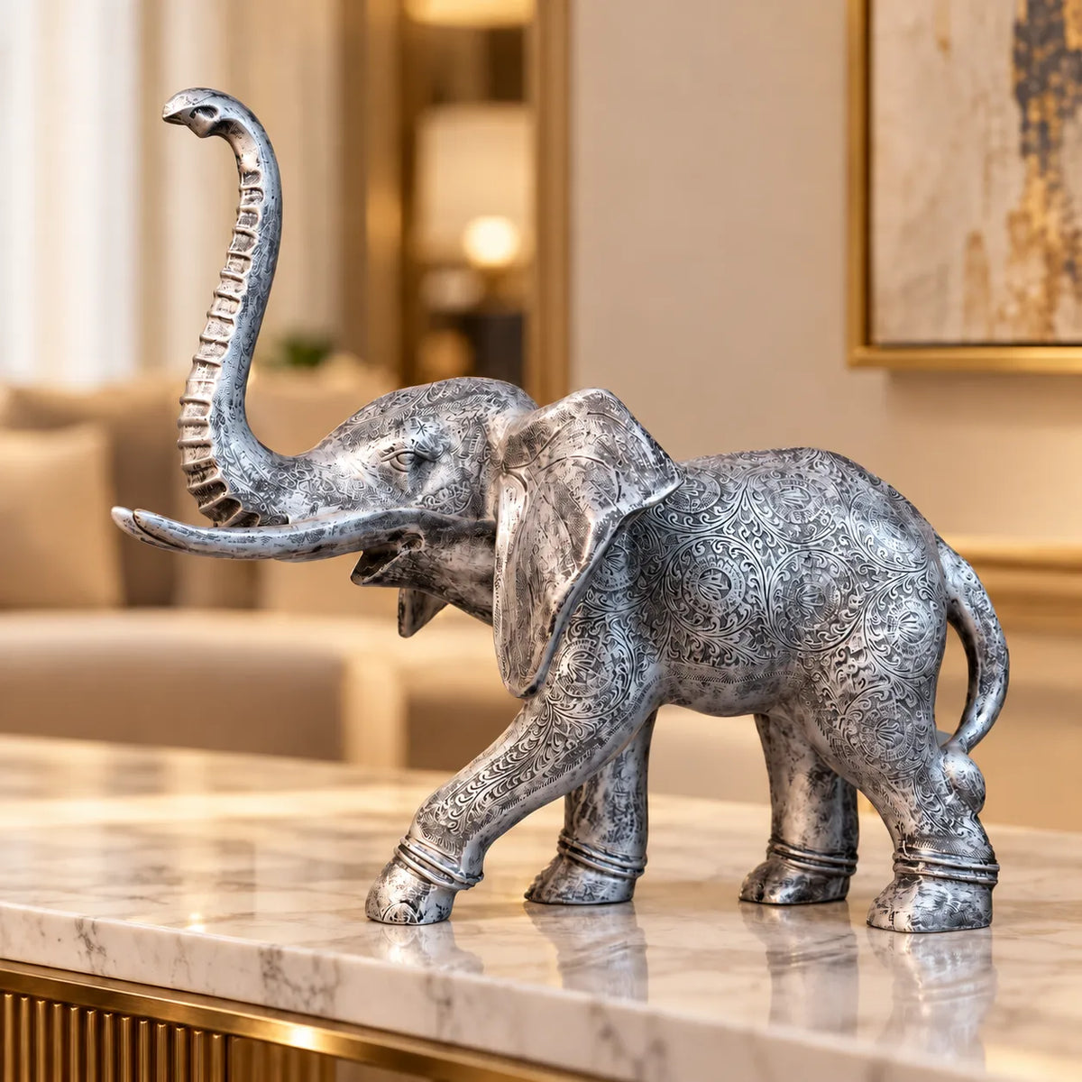 Royal Majestic Elephant - Antique Silver Collection