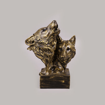 Royal Howling Wolves Head - Antique Gold Collection