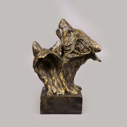 Royal Howling Wolves Head - Antique Gold Collection