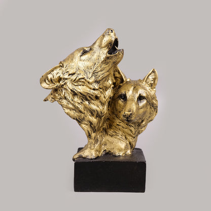 Royal Howling Wolves Head - Antique Brass Collection