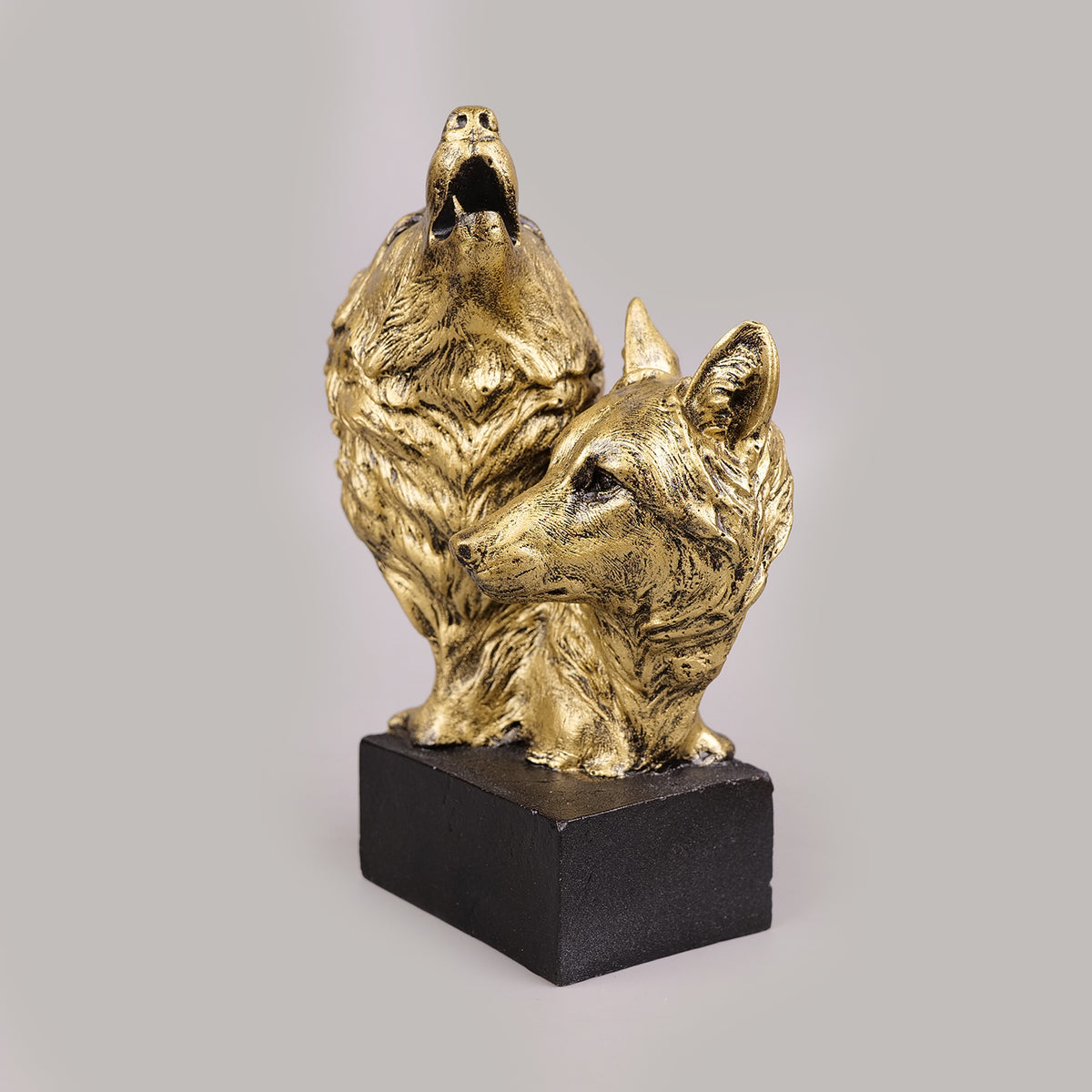 Royal Howling Wolves Head - Antique Brass Collection