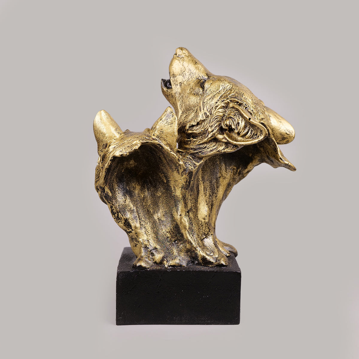 Royal Howling Wolves Head - Antique Brass Collection