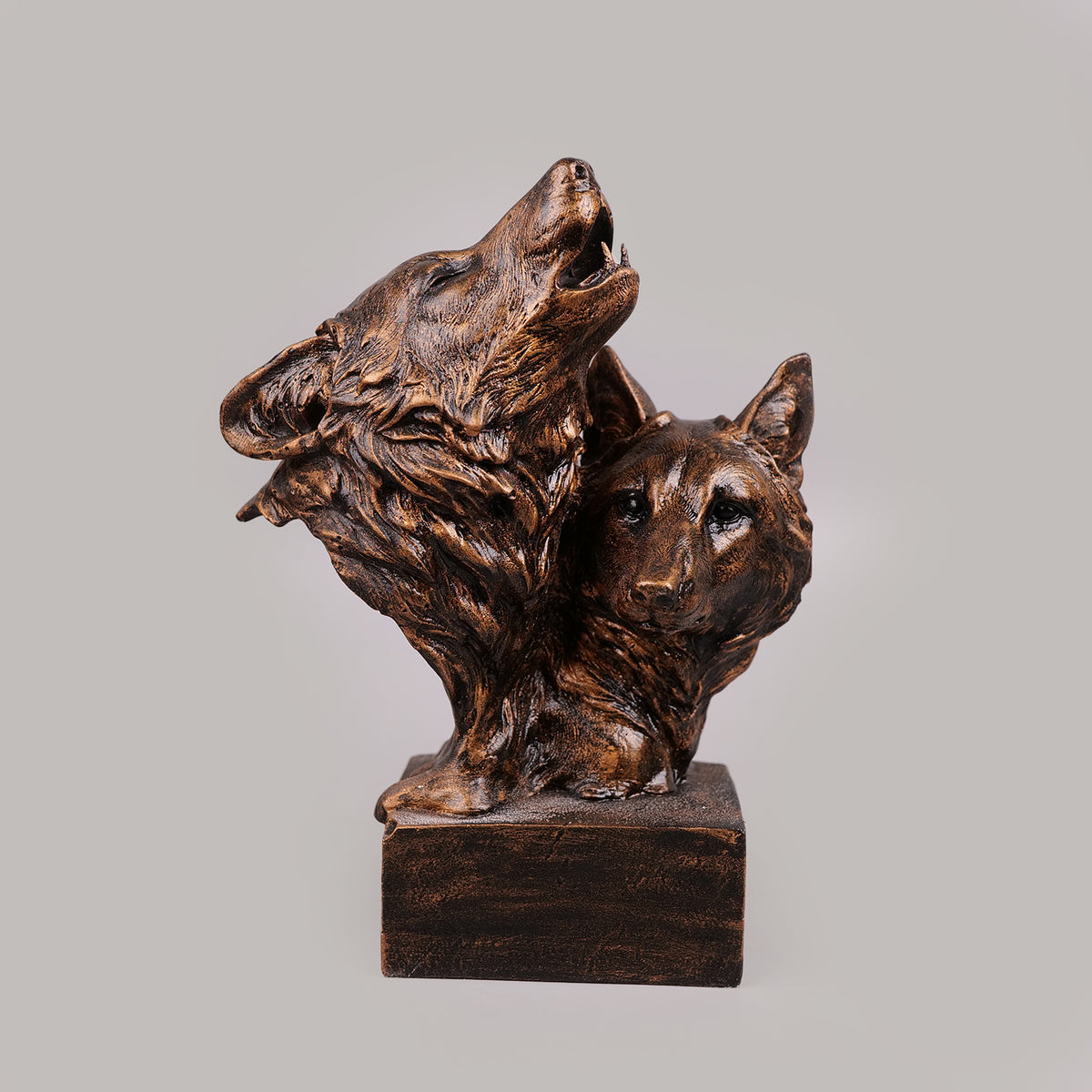 Royal Howling Wolves Head - Antique Copper Collection