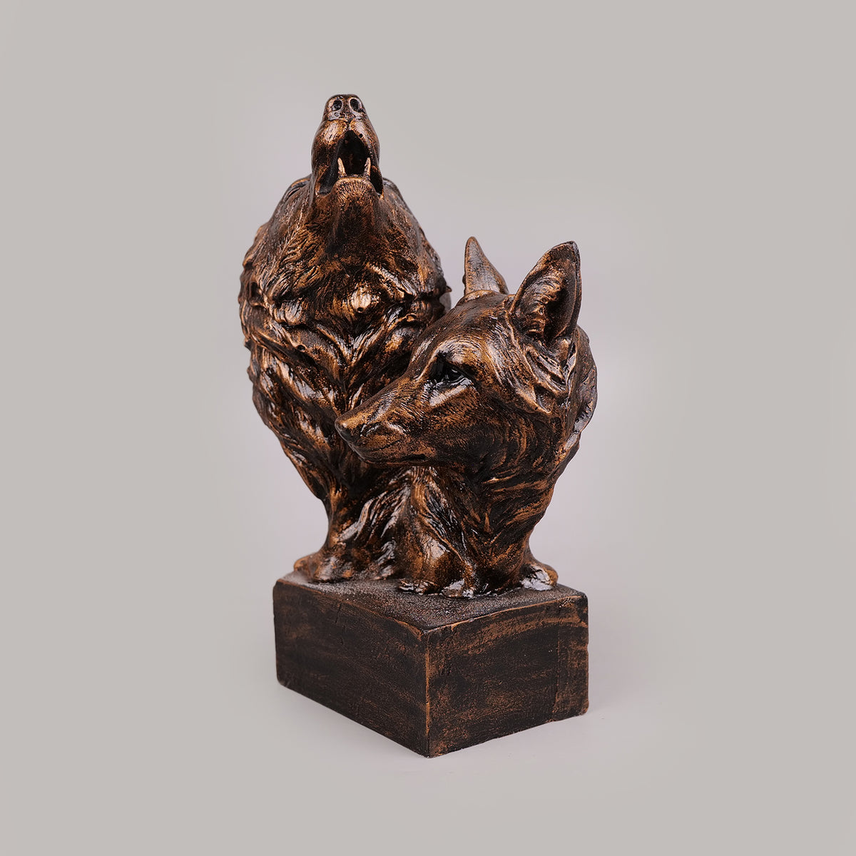 Royal Howling Wolves Head - Antique Copper Collection