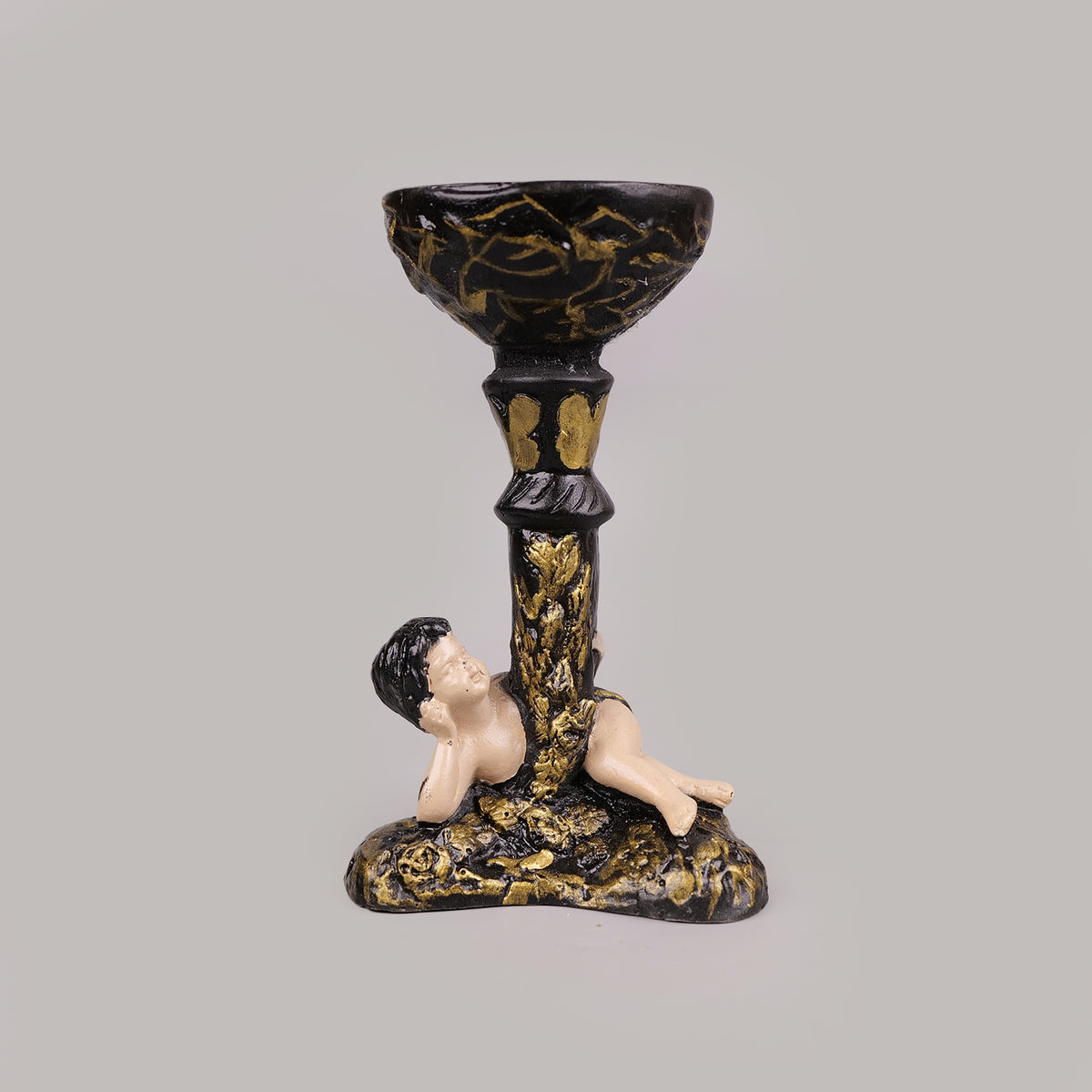 Royal Cherub Candle Holder - Black & Gold Collection