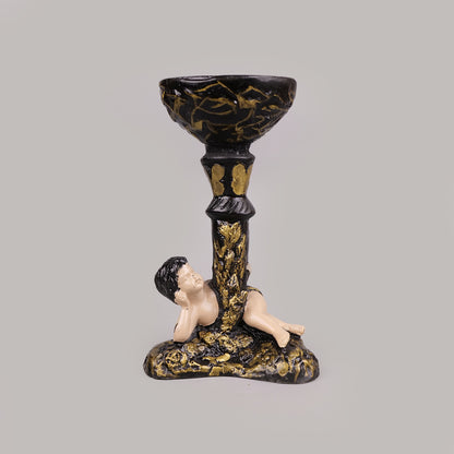 Royal Cherub Candle Holder - Black & Gold Collection