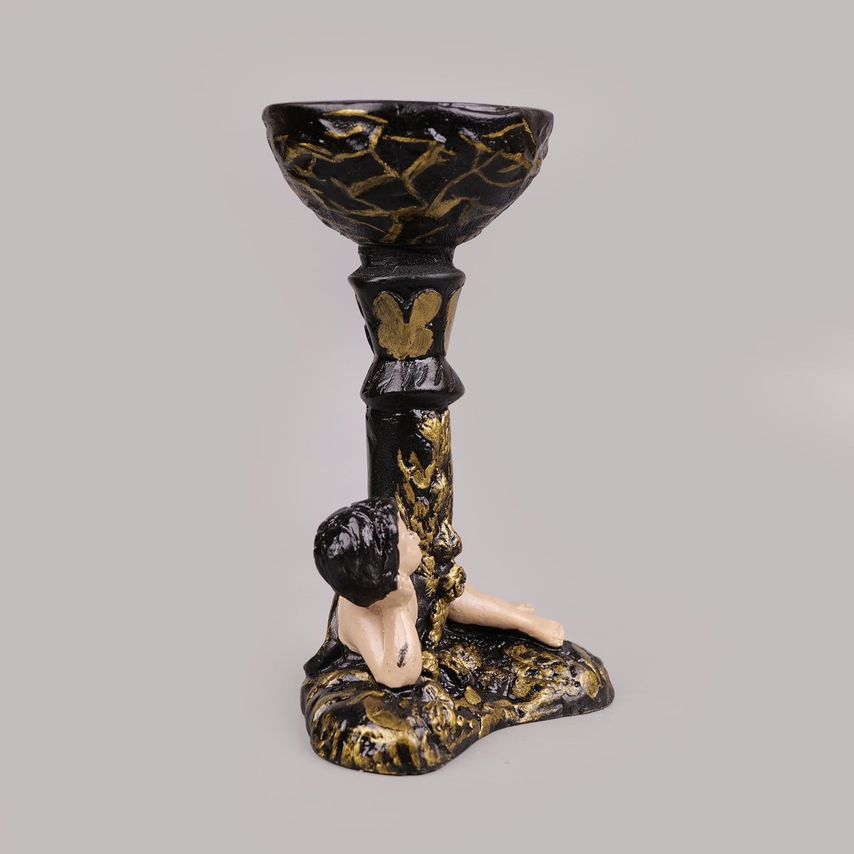 Royal Cherub Candle Holder - Black & Gold Collection