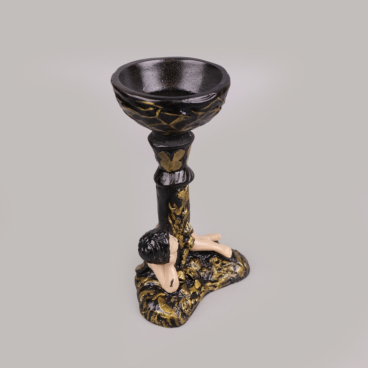 Royal Cherub Candle Holder - Black & Gold Collection