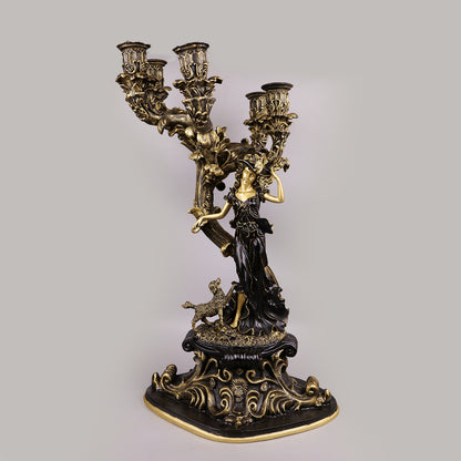 Royal Baroque Maiden Candelabra - Black & Gold Collection