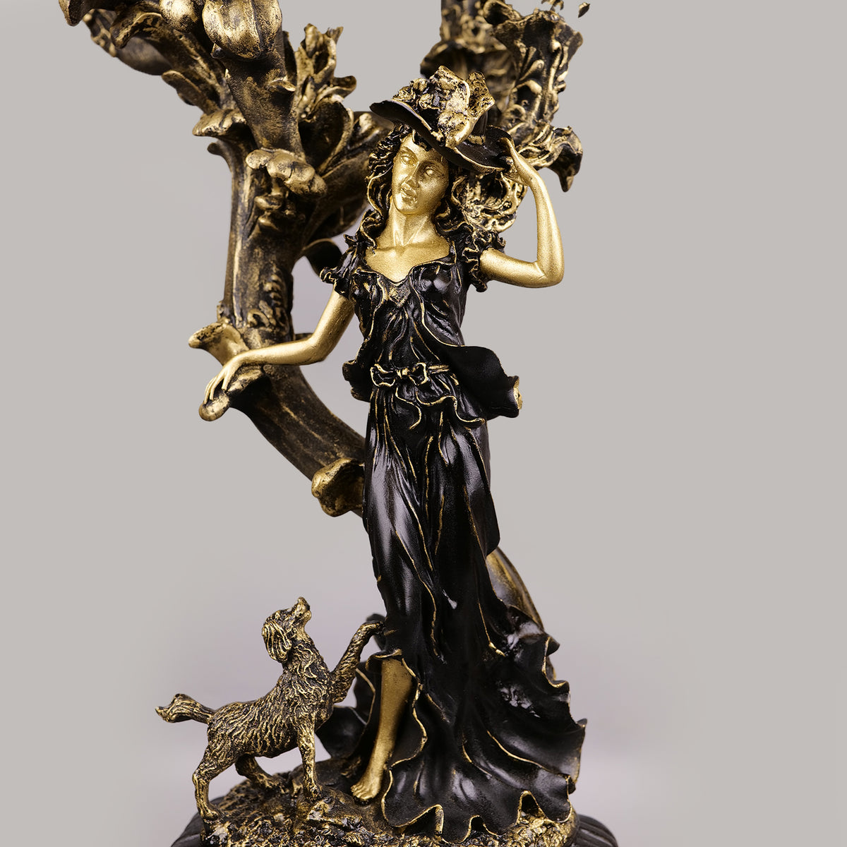 Royal Baroque Maiden Candelabra - Black & Gold Collection
