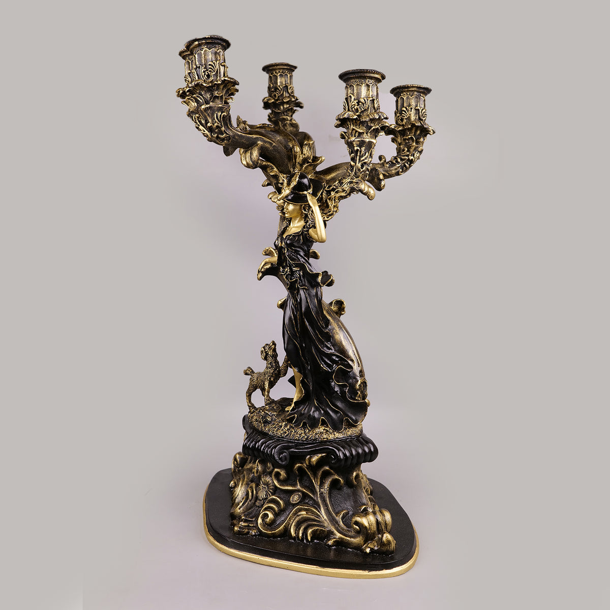 Royal Baroque Maiden Candelabra - Black & Gold Collection