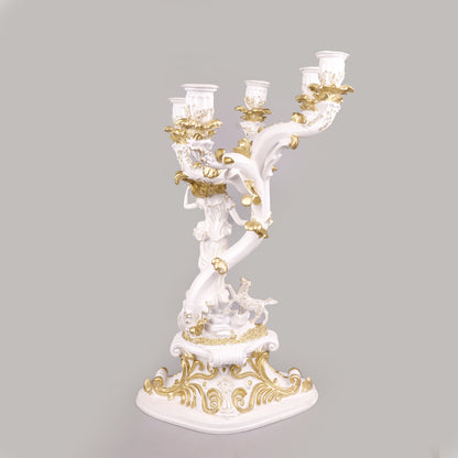 Royal Baroque Maiden Candelabra - White & Gold Collection